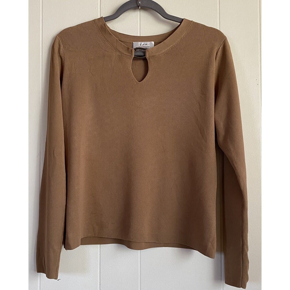 AGB Sweater Top Women’s Medium Brown Long Sleeve Preppy Casual